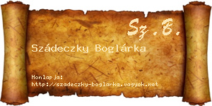 Szádeczky Boglárka névjegykártya